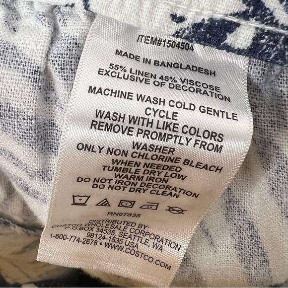 NAUTICA  / white blue palm floral printed pull on linen blend shorts / S - Picture 5 of 6